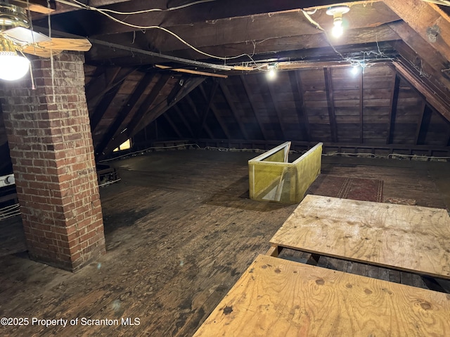 view of unfinished attic