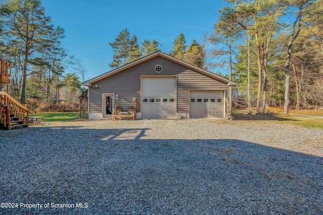 view of detached garage