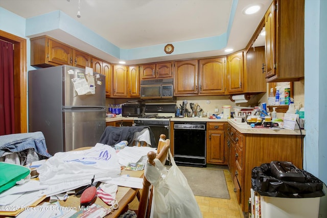 kitchen with black appliances