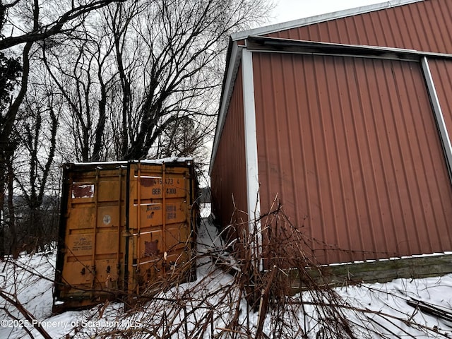 view of snow covered exterior