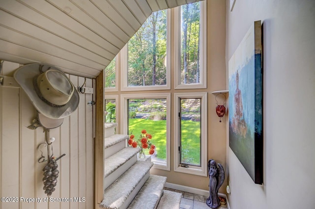 interior space with vaulted ceiling