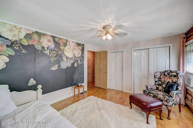 living area featuring light hardwood / wood-style floors