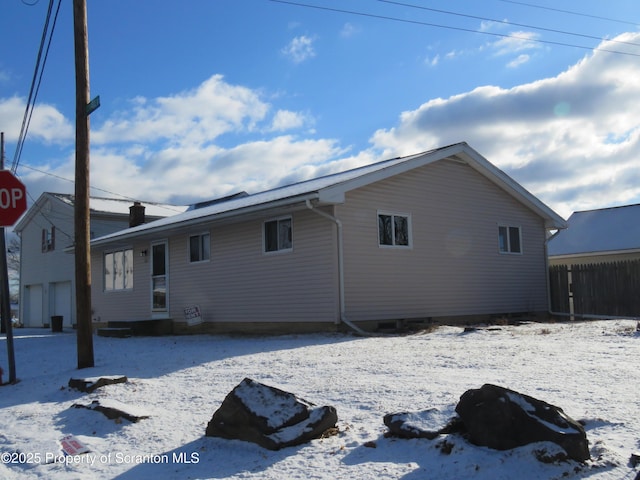 view of snowy exterior