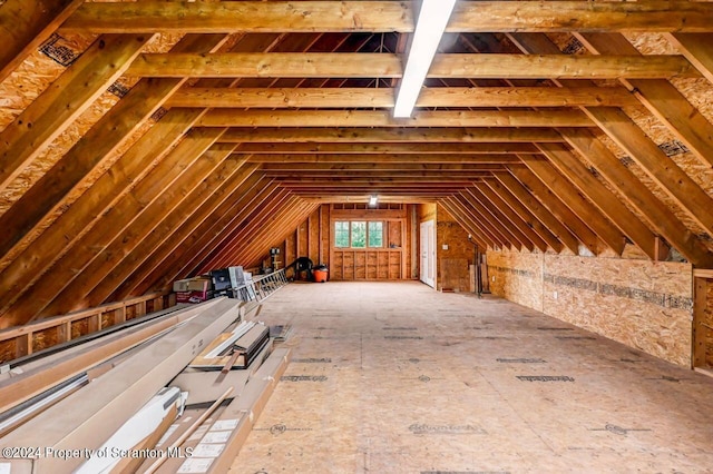 view of unfinished attic