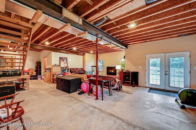 basement with french doors