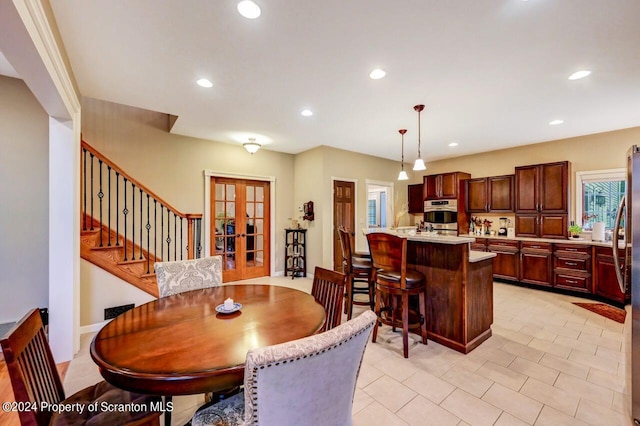 dining space with french doors