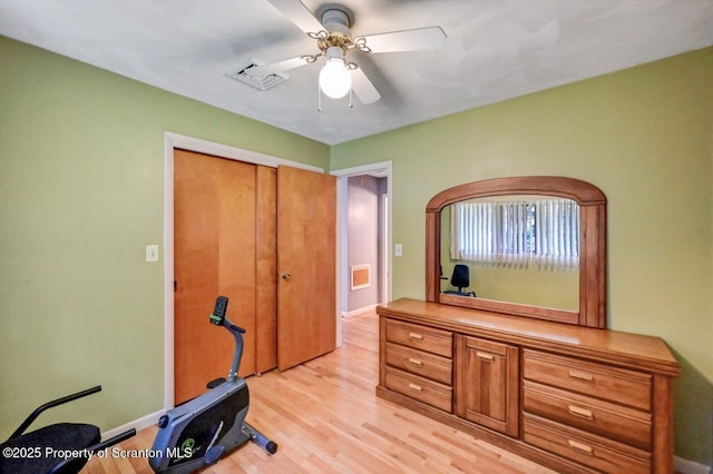 21 Leslie Dr, Scranton, PA 18505 - workout area featuring light wood-type flooring, a ceiling fan, and baseboards