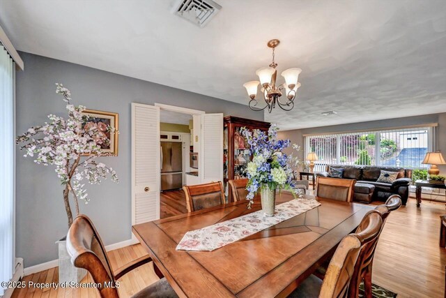21 Leslie Dr, Scranton, PA 18505 - dining room featuring a chandelier, wood finished floors, and baseboards