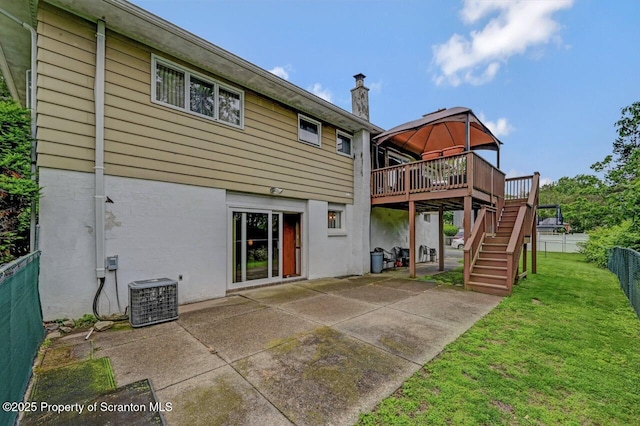 21 Leslie Dr, Scranton, PA 18505 - back of house featuring a gazebo, cooling unit, stairway, a patio, and a chimney