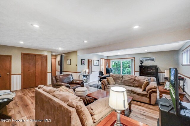 21 Leslie Dr, Scranton, PA 18505 - living room with light wood-style floors and recessed lighting
