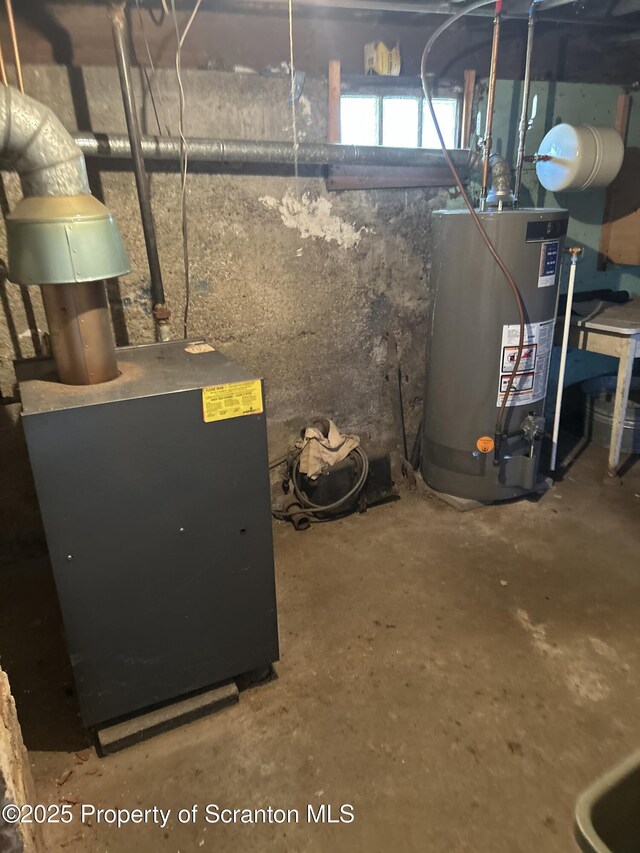 utilities with a heating unit and gas water heater