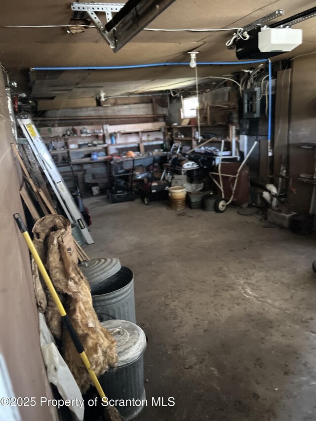 garage with a garage door opener