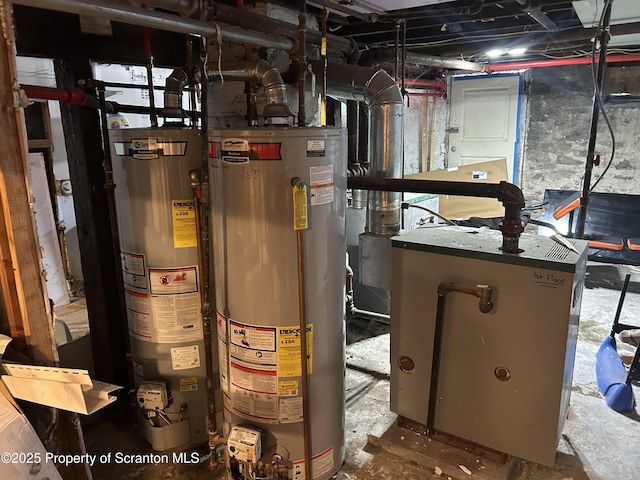 utility room with gas water heater