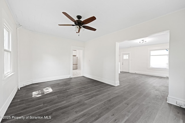 1303 Main St, Pittston, PA 18640 - unfurnished room featuring ceiling fan and dark wood-type flooring