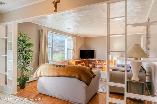 living room with hardwood / wood-style flooring