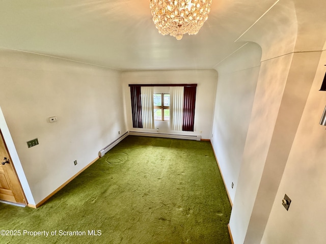 2052 Farr St 2050, Scranton, PA 18504 - carpeted spare room with a chandelier, baseboards, and baseboard heating
