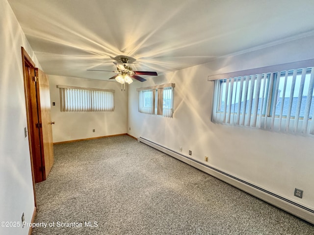 2052 Farr St 2050, Scranton, PA 18504 - carpeted spare room with baseboard heating, a ceiling fan, and baseboards