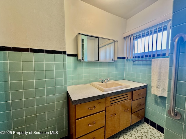 2052 Farr St 2050, Scranton, PA 18504 - bathroom with tile walls, vanity, and wainscoting