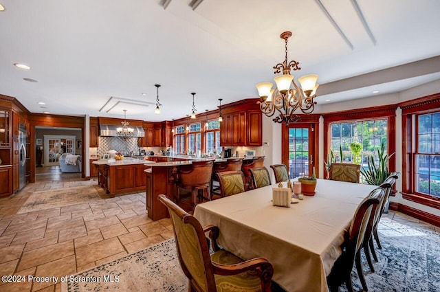 dining room with an inviting chandelier