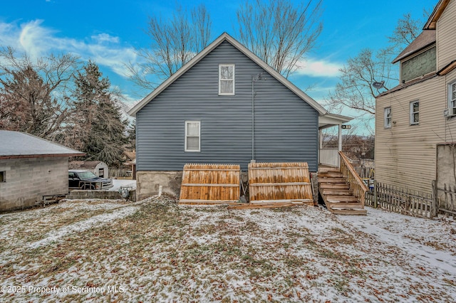 view of snow covered property