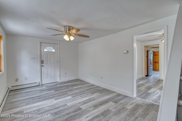 326 Neptune Pl, Scranton, PA 18505 - foyer with a ceiling fan and wood finished floors