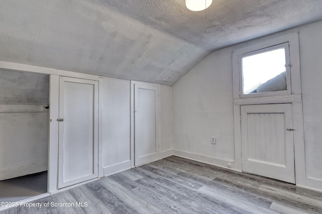 326 Neptune Pl, Scranton, PA 18505 - additional living space with a textured ceiling, wood finished floors, and vaulted ceiling