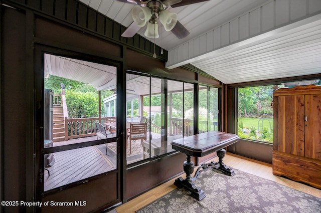 592 Gravel Pond Rd, Clarks Summit, PA 18411 - home office featuring healthy amount of natural light, ceiling fan, and light wood finished floors