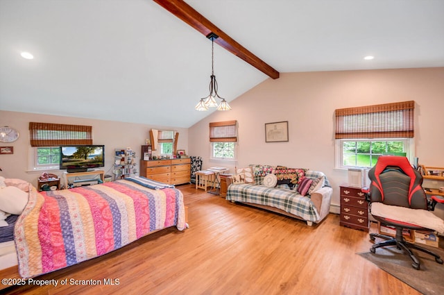 592 Gravel Pond Rd, Clarks Summit, PA 18411 - bedroom with wood finished floors, a baseboard heating unit, and recessed lighting