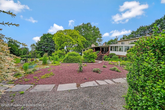 592 Gravel Pond Rd, Clarks Summit, PA 18411 - view of yard featuring stairs and a sunroom