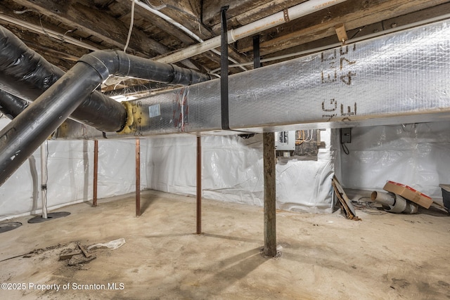 view of unfinished basement