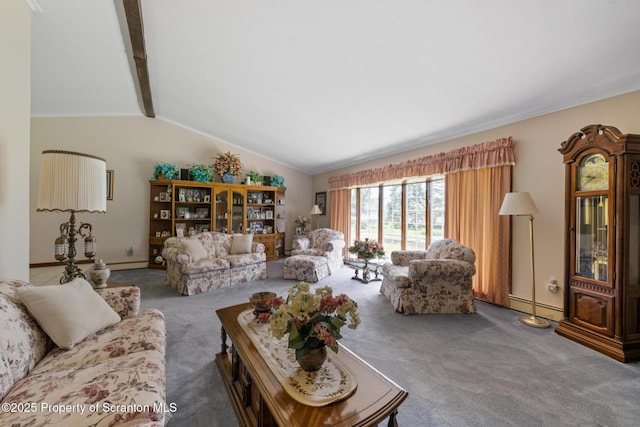 73 Quinton Rd, Scott Twp, PA 18447 - living room with carpet, baseboard heating, and crown molding