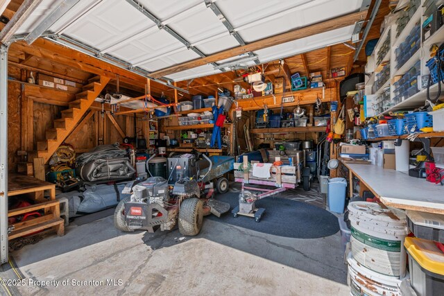 73 Quinton Rd, Scott Twp, PA 18447 - garage featuring a workshop area