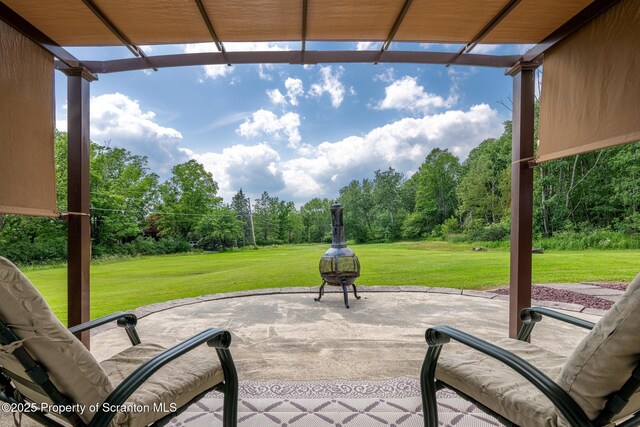 73 Quinton Rd, Scott Twp, PA 18447 - view of patio / terrace featuring view of wooded area