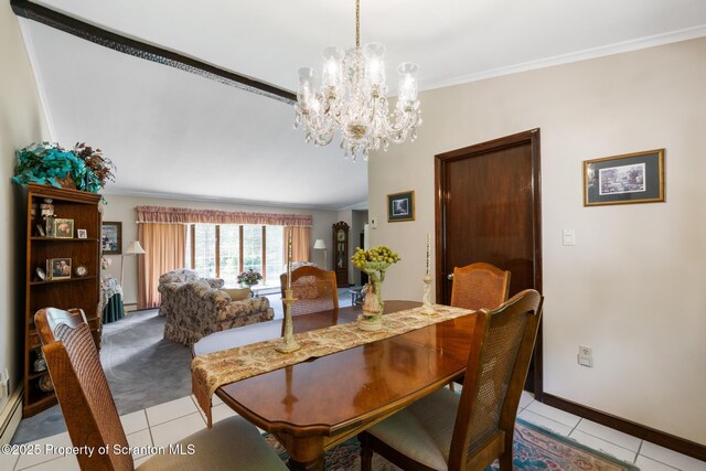 73 Quinton Rd, Scott Twp, PA 18447 - dining room with a chandelier, crown molding, and light tile patterned flooring