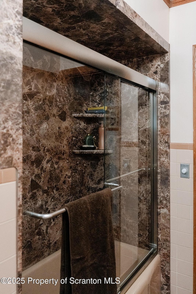 118 Howard St, Old Forge, PA 18518 - full bath featuring a stall shower and tile walls