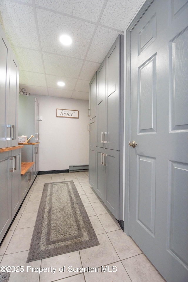 210 Willow Dr, Jefferson Twp, PA 18436 - hall featuring light tile patterned floors, recessed lighting, and a drop ceiling