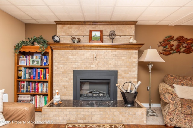 210 Willow Dr, Jefferson Twp, PA 18436 - detailed view of a fireplace and baseboards