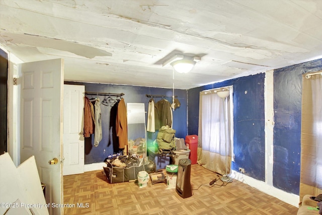 interior space featuring parquet floors