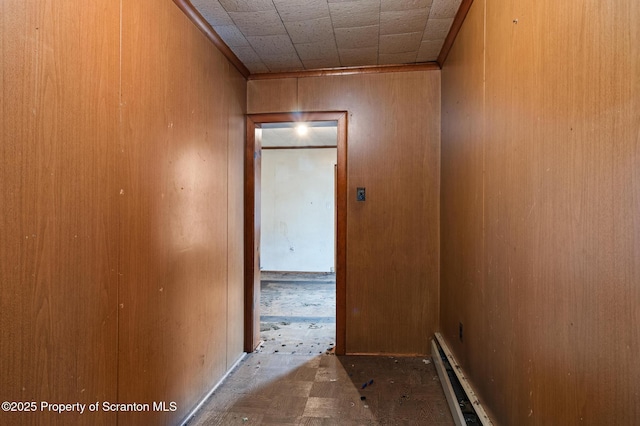 corridor featuring a baseboard radiator