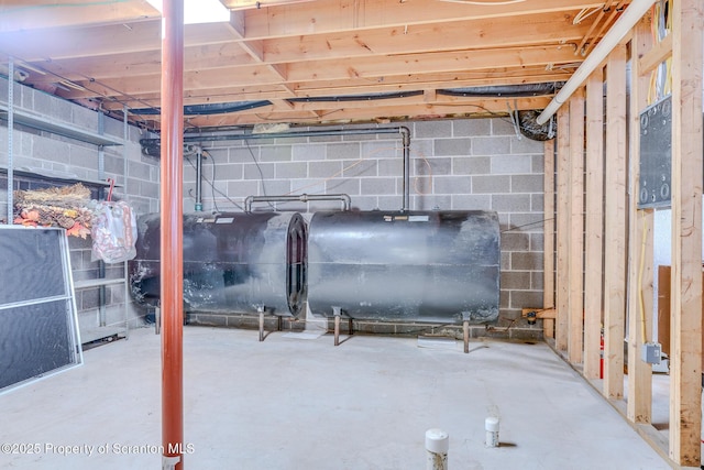 unfinished basement with heating fuel