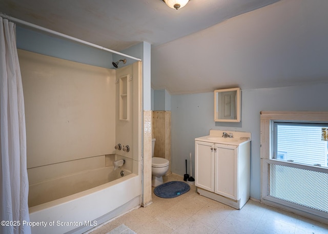 989 Main St, New Milford, PA 18834 - bathroom featuring shower / bathtub combination with curtain, tile patterned floors, and vanity