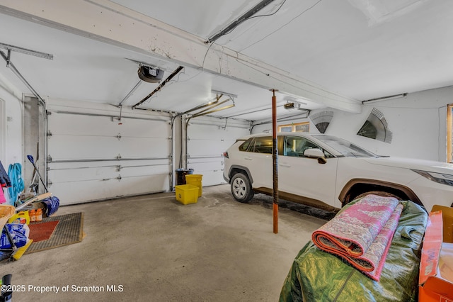 garage with a garage door opener