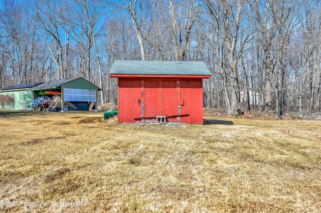 view of shed