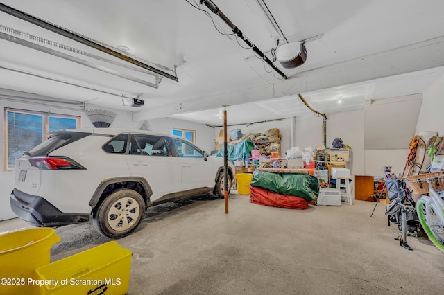 garage with a garage door opener