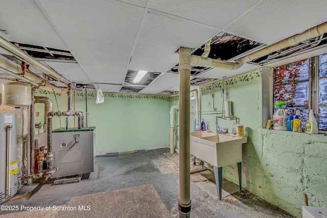 2230 Birney Ave, Scranton, PA 18505 - unfinished below grade area featuring water heater and a heating unit