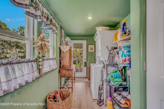 2230 Birney Ave, Scranton, PA 18505 - laundry room with washer / dryer, wood finished floors, and recessed lighting