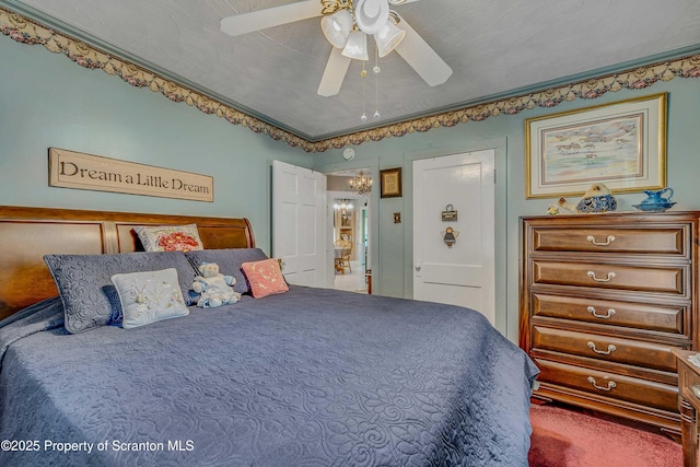 2230 Birney Ave, Scranton, PA 18505 - bedroom featuring a ceiling fan and a chandelier