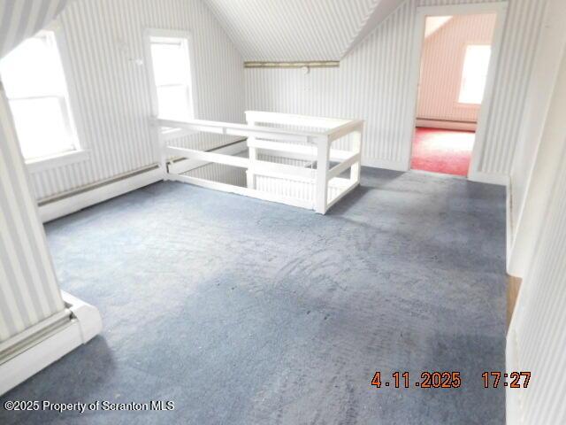 bonus room with carpet and vaulted ceiling