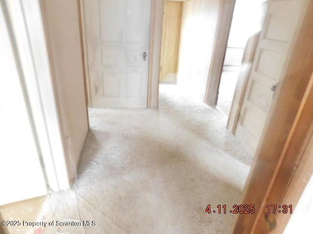 hallway with light carpet