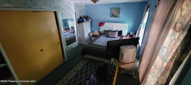 525 N Irving Ave, Scranton, PA 18510 - bedroom with carpet, wallpapered walls, and multiple windows